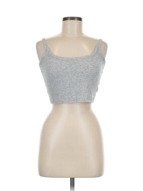 Kendall & Kylie Light Gray Ribbed Cropped Tank